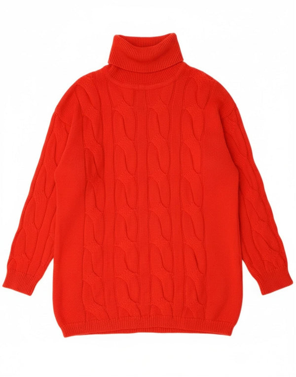 Vintage damski sweter z golfem UK 16, duży czerwony