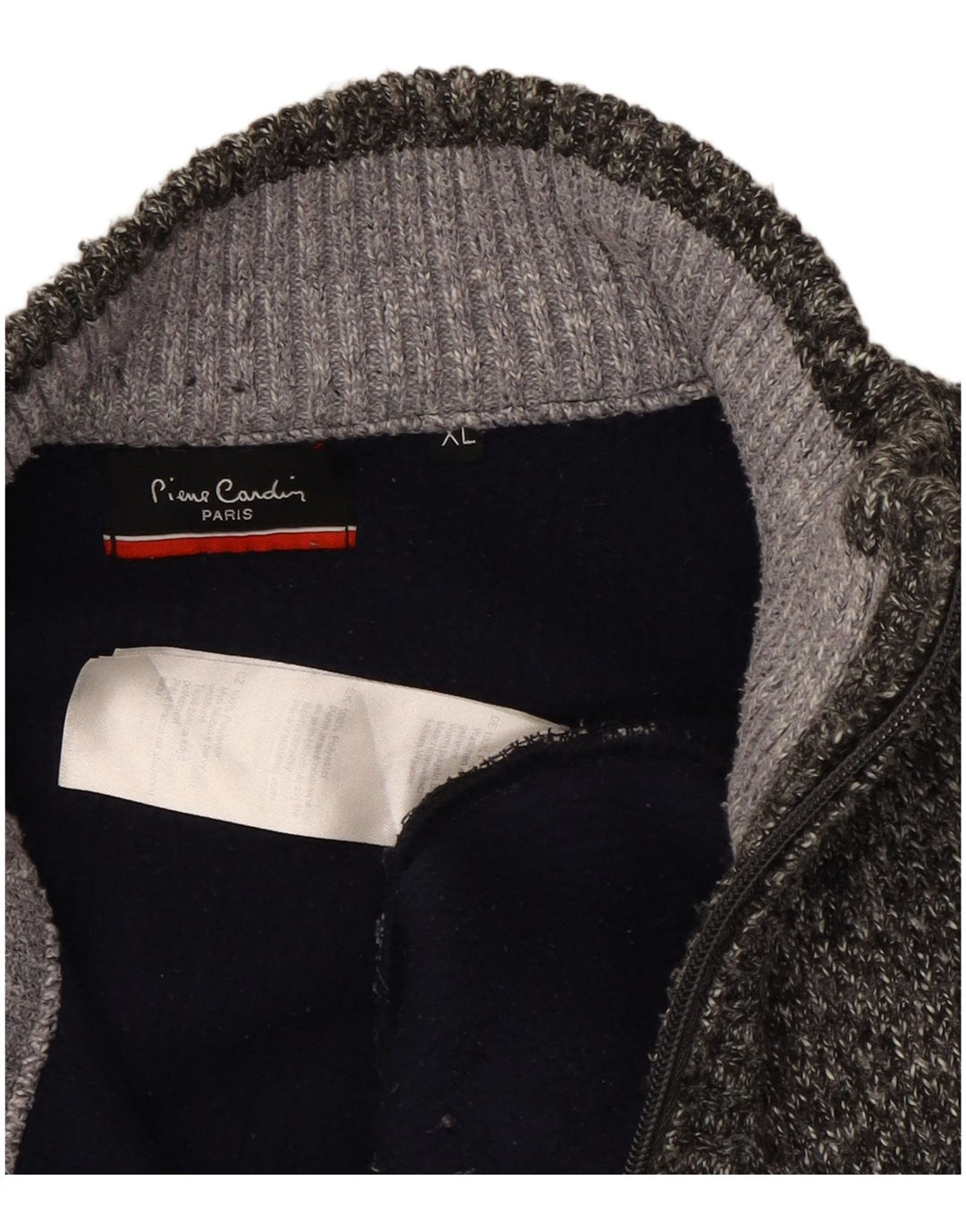 Męski sweter z zamkiem błyskawicznym Pierre Cardin XL, szary, poliestrowy w paski