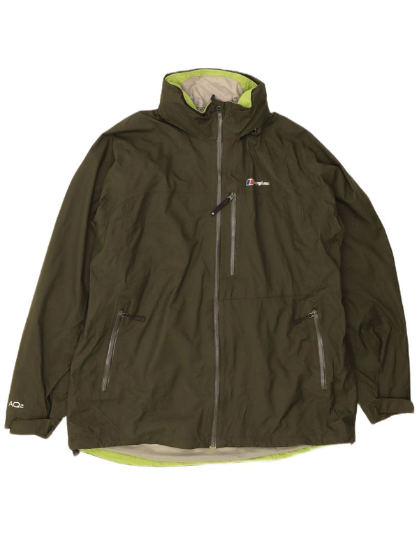 Męska kurtka przeciwdeszczowa BERGHAUS z kapturem UK 44 2XL Khaki Nylon