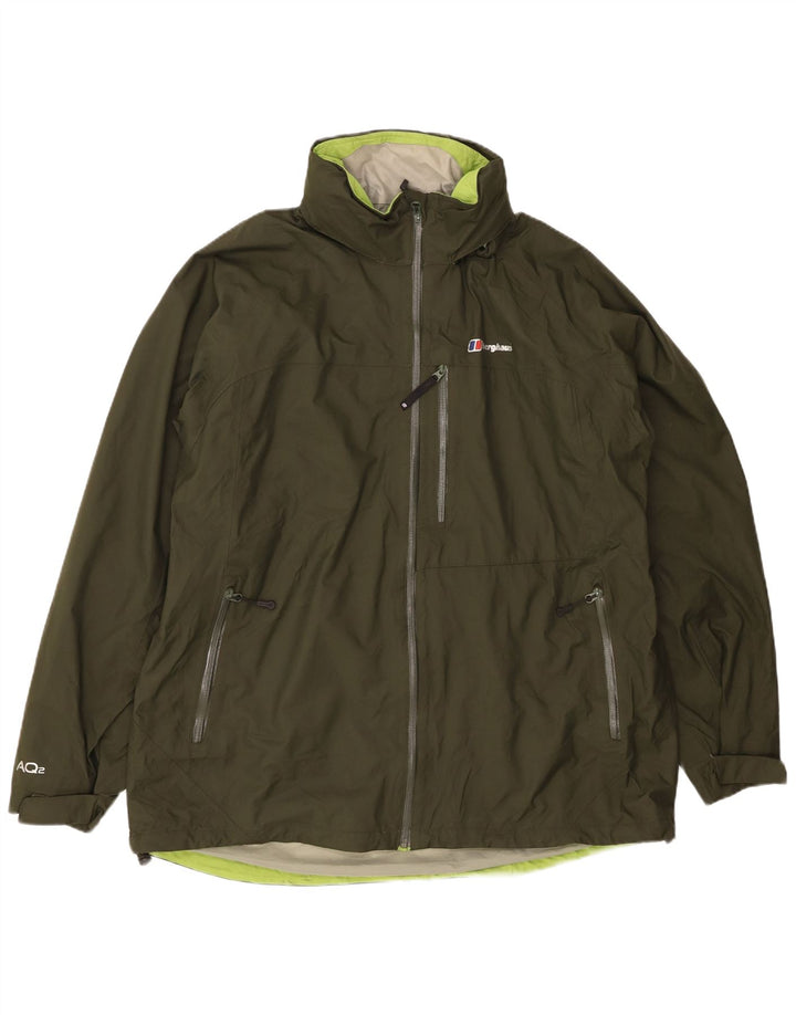 Męska kurtka przeciwdeszczowa BERGHAUS z kapturem UK 44 2XL Khaki Nylon