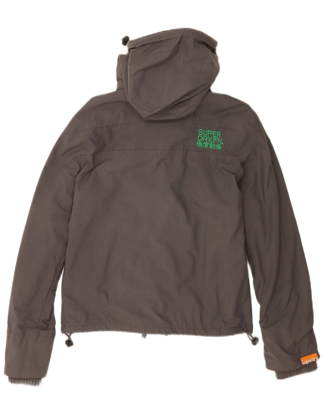 Damska kurtka wiatrówka z kapturem Superdry UK 10, mała, szara nylonowa