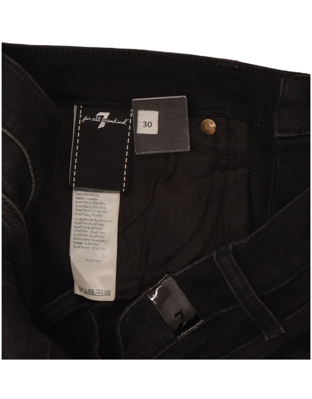 7 For All Mankind Damskie jeansy slim W30 L27 Czarna bawełna