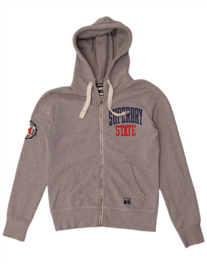 SUPERDRY Męski sweter z kapturem i zamkiem błyskawicznym, duży, szary poliester