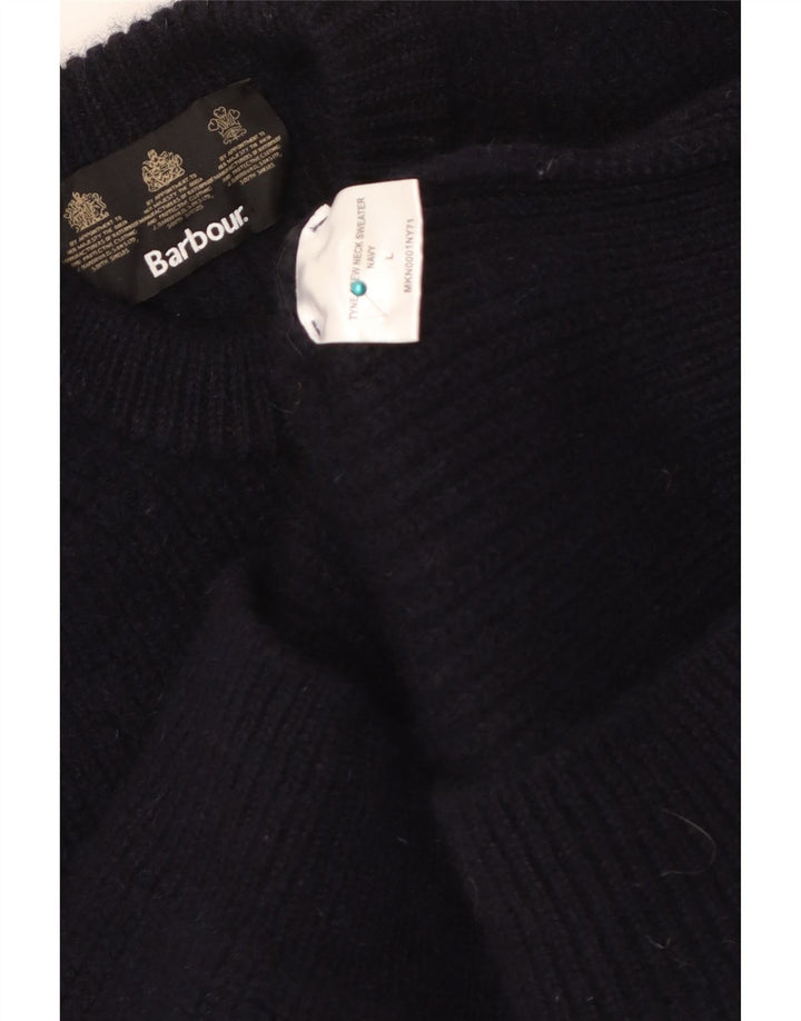 Męski sweter z okrągłym dekoltem Barbour, duży granatowy, nowa wełna