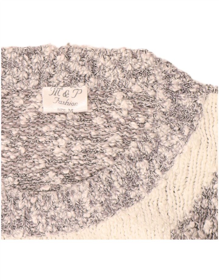 Damski sweter z okrągłym dekoltem w stylu VINTAGE UK 14, średnioszary, blok kolorów