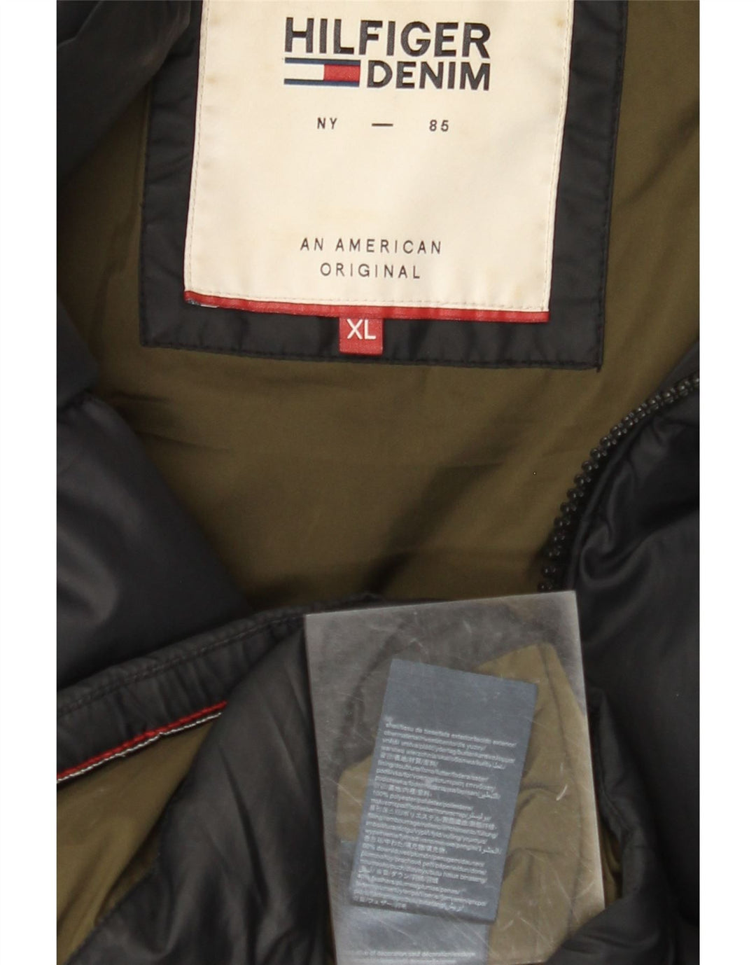 Męska ocieplana kurtka z kapturem TOMMY HILFIGER UK 42 XL, czarny poliester