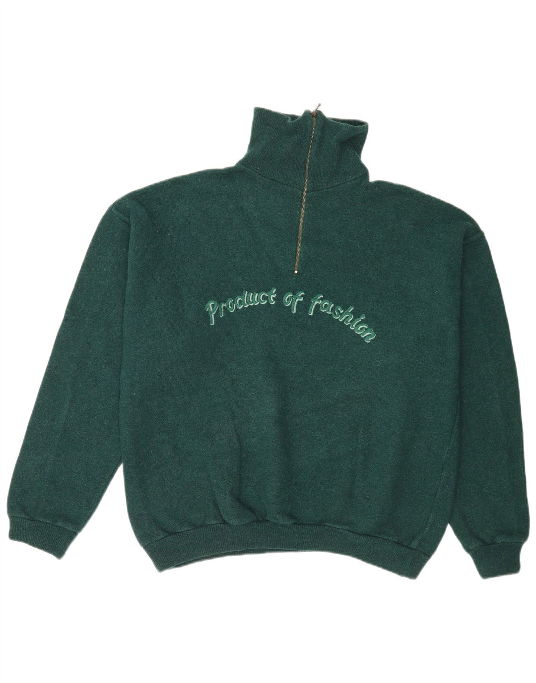 Męski sweter w stylu vintage z graficznym zamkiem błyskawicznym, duży, zielony