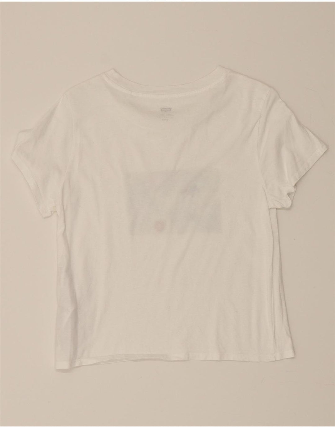 LEVI'S Womens Crop Graphic T-Shirt Top UK 12 Medium White Cotton Vintage Levi's and Second-Hand Levi's from Messina Hembry 