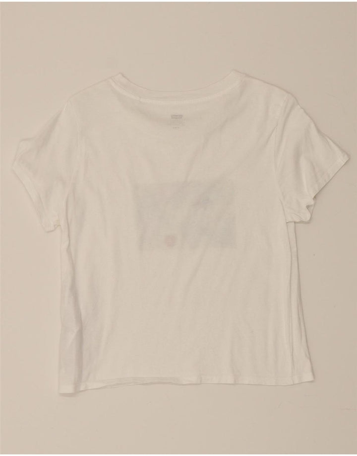 LEVI'S Womens Crop Graphic T-Shirt Top UK 12 Medium White Cotton Vintage Levi's and Second-Hand Levi's from Messina Hembry 