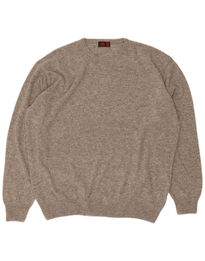 Męski sweter Kappa z okrągłym dekoltem 3XL Szara owcza wełna