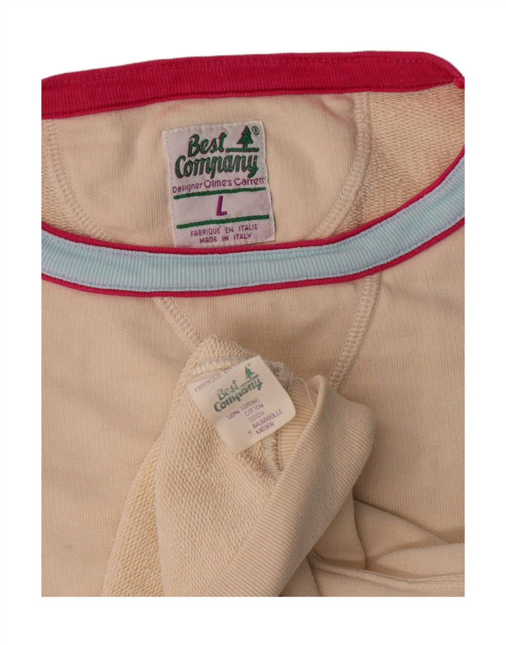 Męska bluza z krótkim rękawem Best Company z grafiką, duża, beżowa, bawełniana