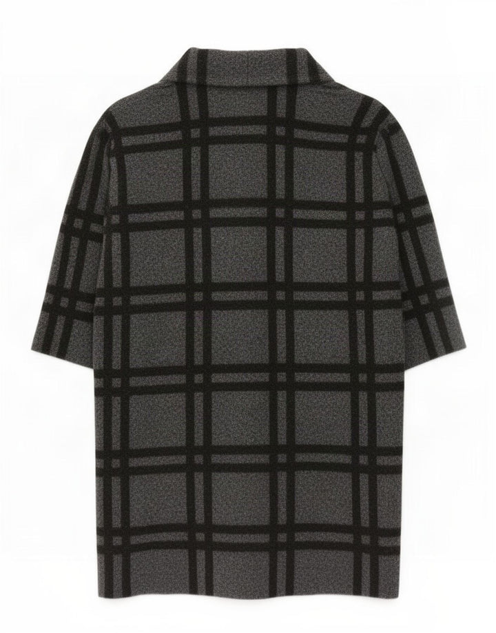 Damski płaszcz oversize Zara UK 16, duży, szary, poliester w kratę