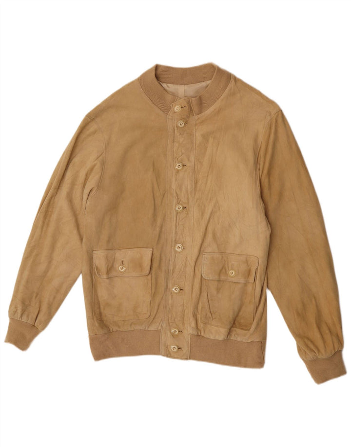 Vintage męska zamszowa kurtka bomber UK 38 średni beż