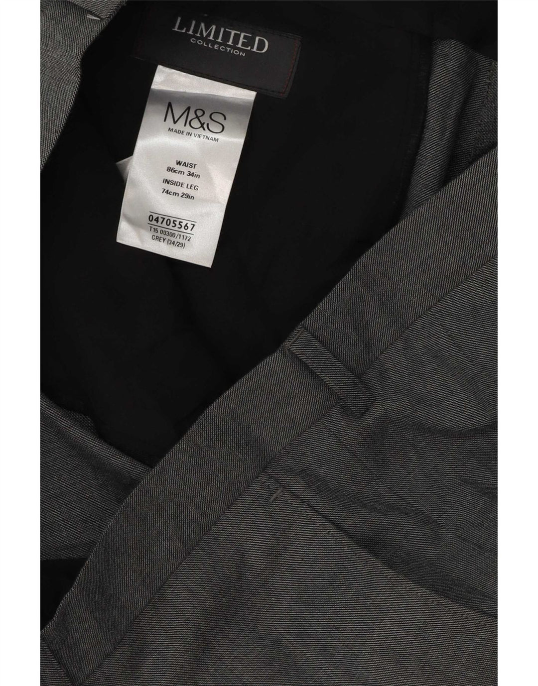 Męskie proste spodnie garniturowe Marks & Spencer W34 L29 Szary poliester