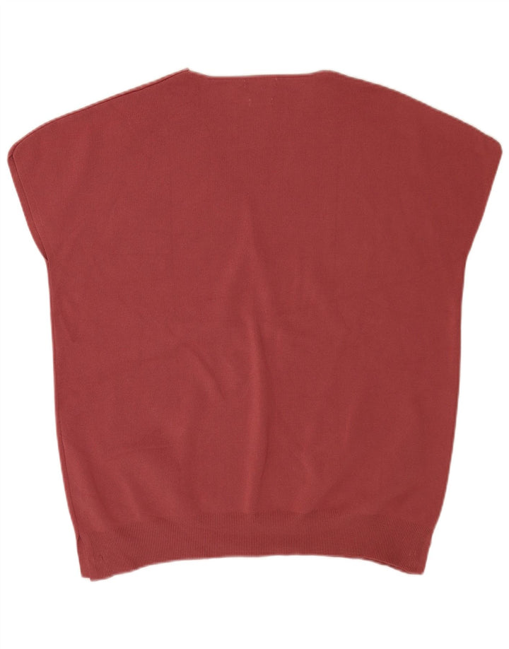 Męski sweter Massimo Dutti z krótkim rękawem i dekoltem w kształcie litery V, średni burgund