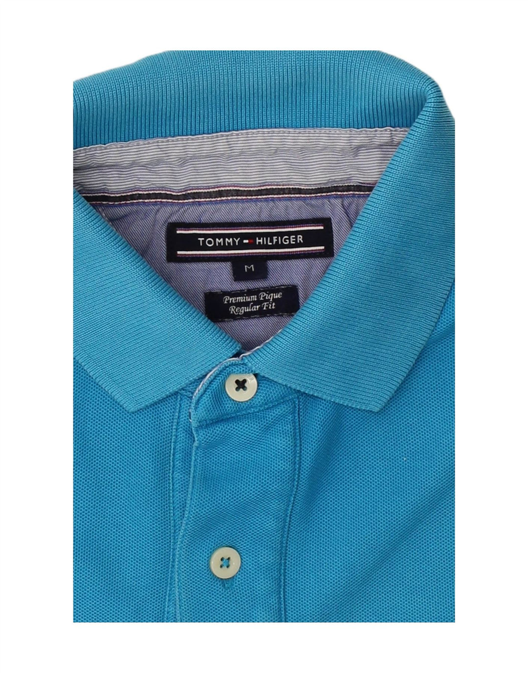 TOMMY HILFIGER Mens Regular Fit Polo Shirt Medium Blue Cotton