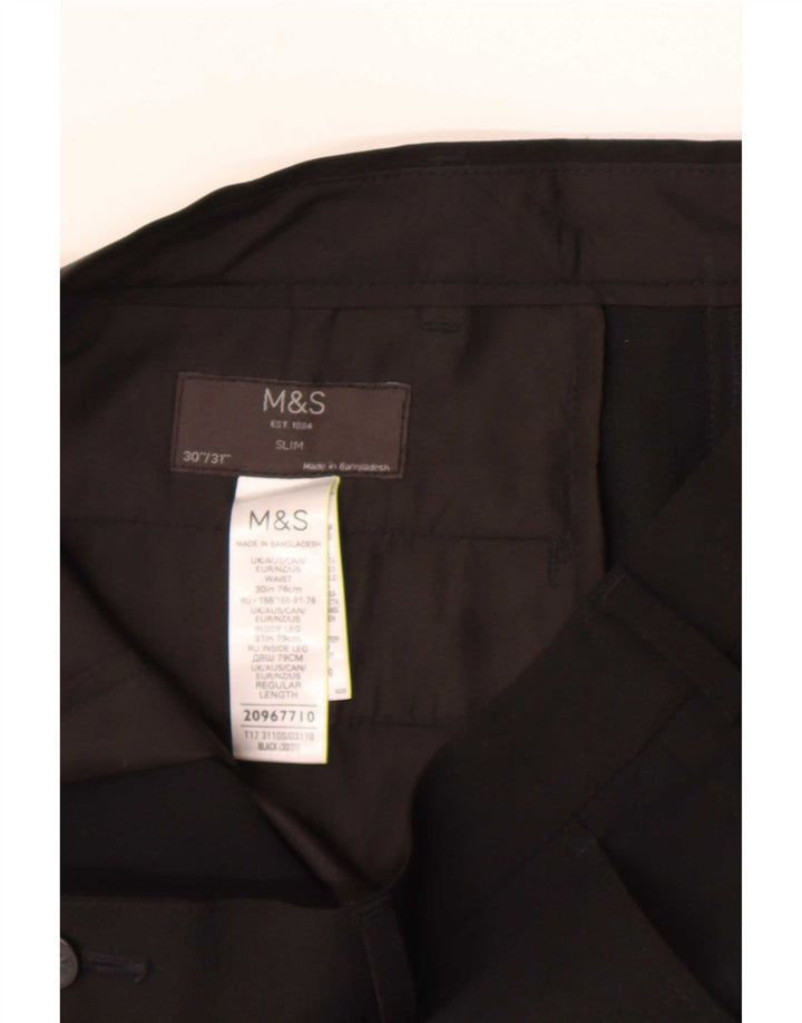 Męskie spodnie casual Marks & Spencer W30 L31, czarny poliester