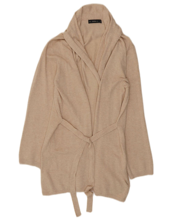 Damski sweter o przedłużonym fasonie Zara UK 12, średni beż, wiskoza