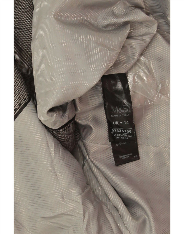 Marks & Spencer Damska marynarka typu Crop Blazer UK 14, duża, szara, z blokami kolorów