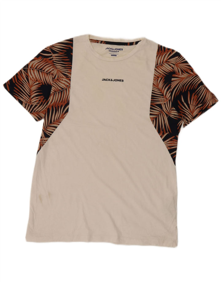 Męski T-shirt z grafiką Jack & Jones o regularnym kroju, średni, biały, kwiatowy