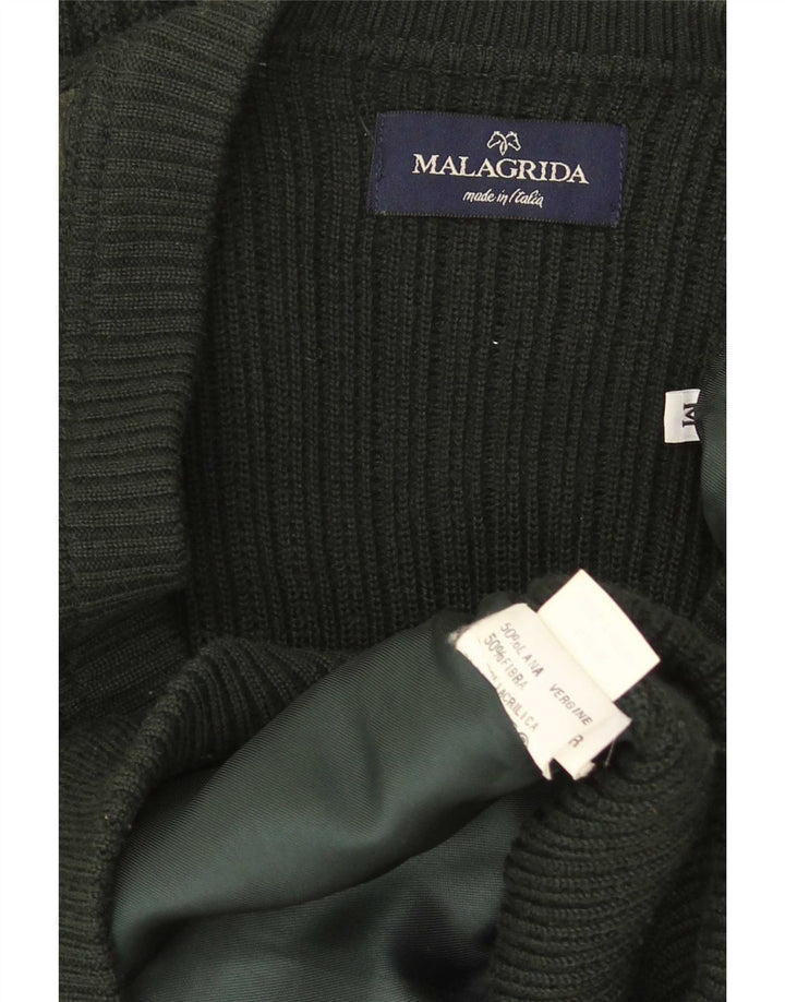 Męski sweter rozpinany Malagrida Średni zielony Argyle/diamentowa wełna