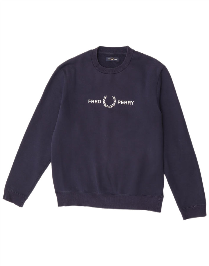 Męska bluza z grafiką Fred Perry, średni granatowy poliester