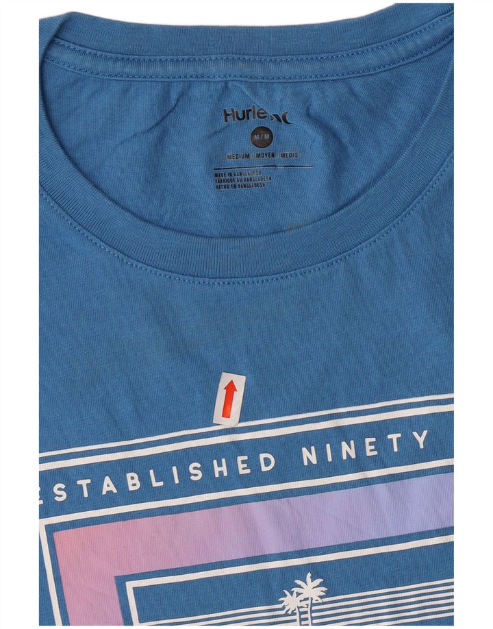 Męski T-shirt z grafiką Hurley, bawełniany, średni niebieski