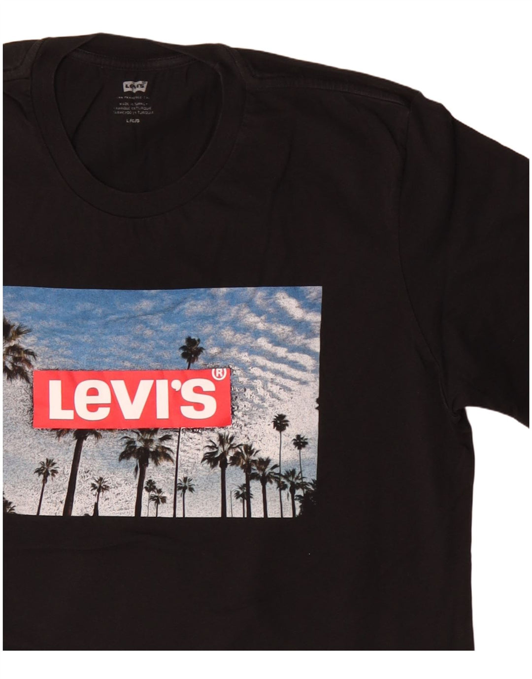 Męski T-shirt z grafiką Levi's, duży, czarny, bawełniany