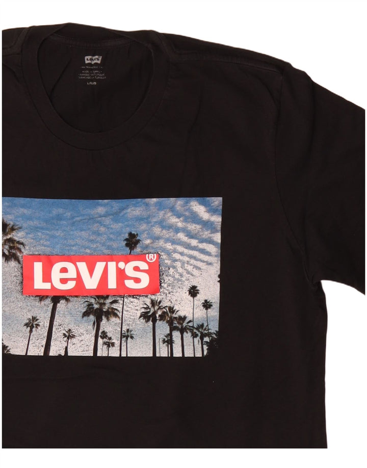 Męski T-shirt z grafiką Levi's, duży, czarny, bawełniany