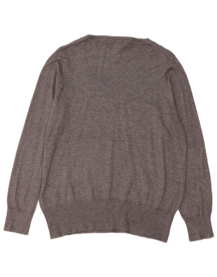 Sweter damski Marks & Spencer z dekoltem w kształcie litery V, UK 16, duży, szary, wiskoza