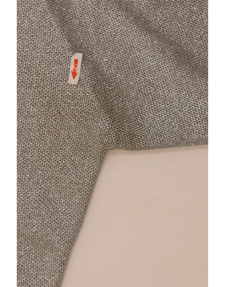 Sweter damski w stylu vintage z okrągłym dekoltem UK 12, średni szary