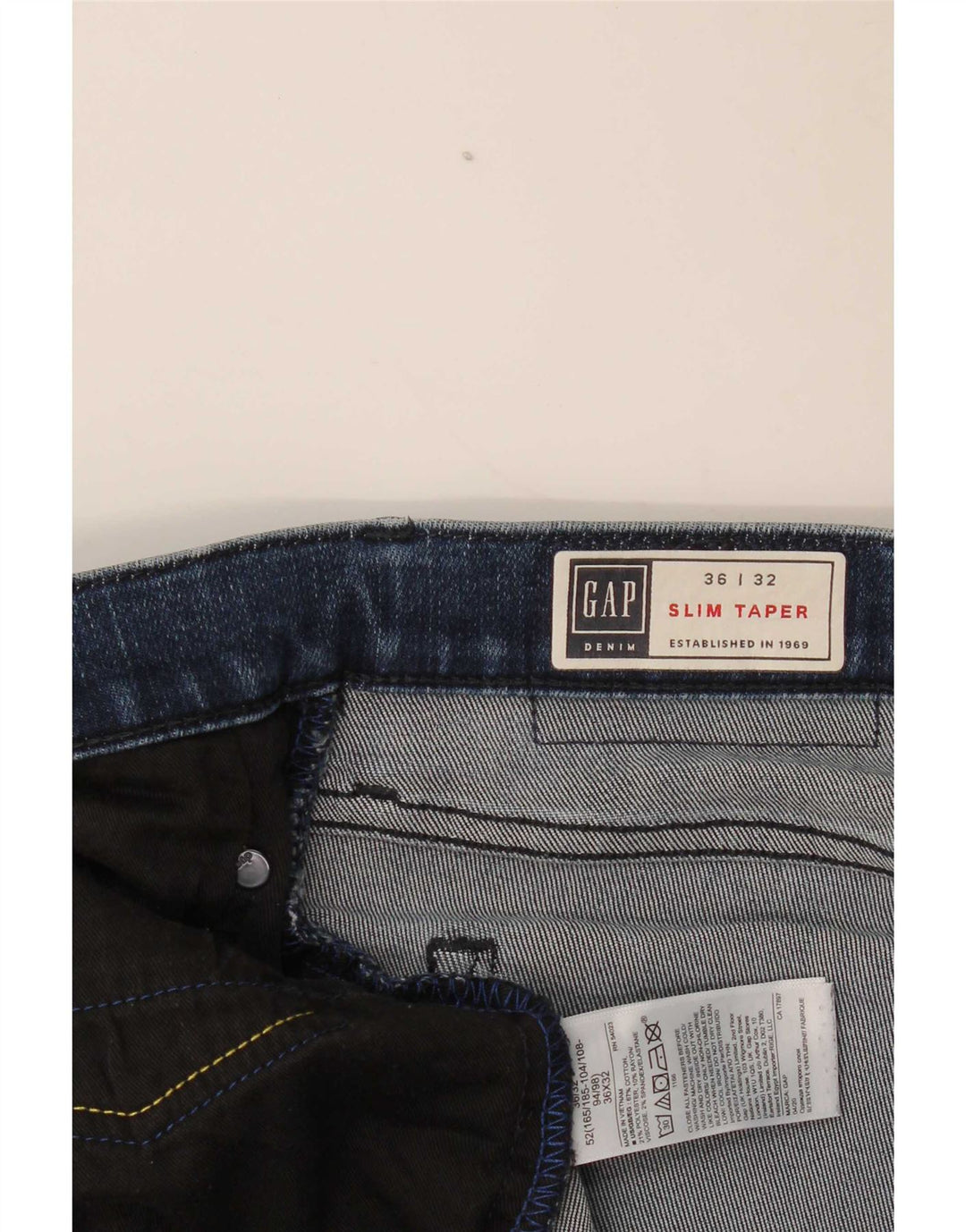 Męskie jeansy Gap Slim Tapered W36 L32 Niebieskie bawełniane