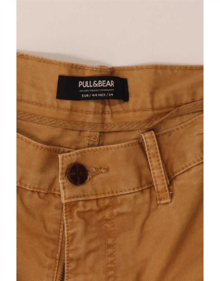 Męskie spodnie typu slim chino Pull & Bear EU 44 Large W34 L32 Beżowa bawełna