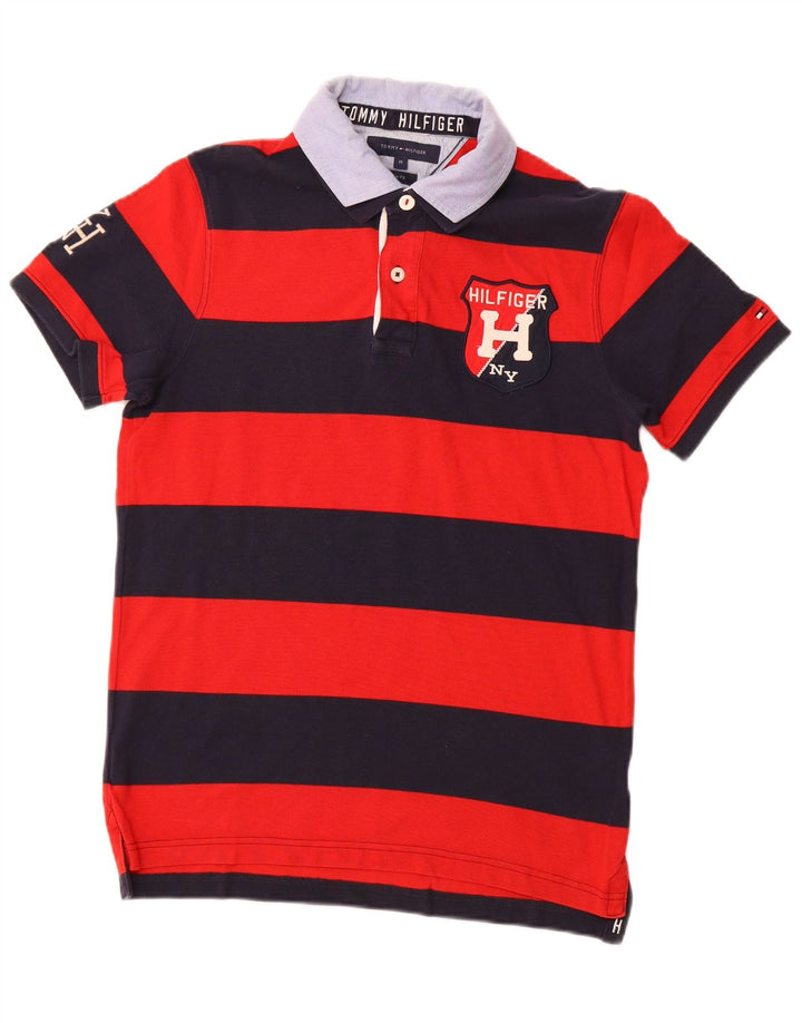 Męska koszulka polo do rugby TOMMY HILFIGER o dopasowanym kroju, w średnie czerwone paski