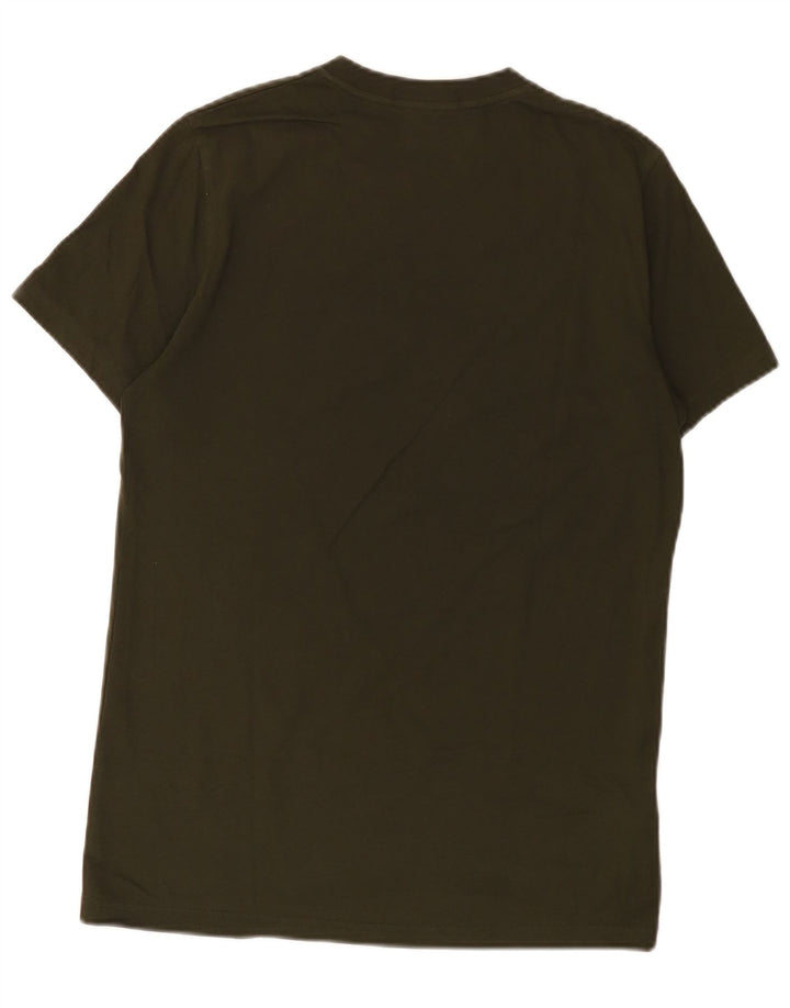 Męski T-shirt z grafiką FRED PERRY, mały, bawełniany khaki