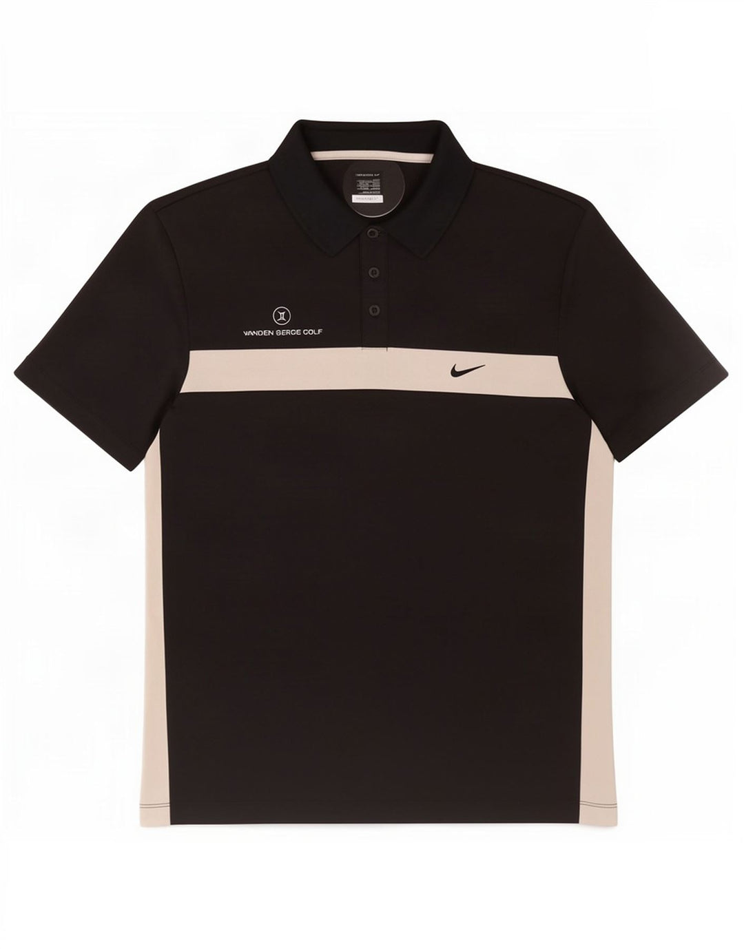 Męska koszulka polo Nike UK 42/44, duży czarny poliester z blokami kolorów