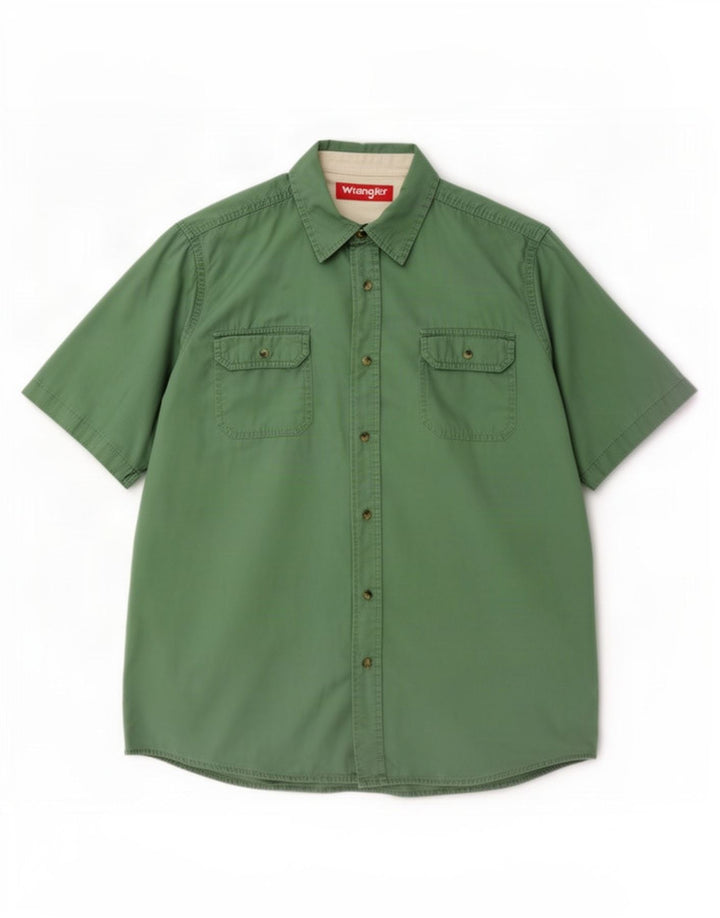 Męska koszula z krótkim rękawem Wrangler, duża, zielona, bawełniana