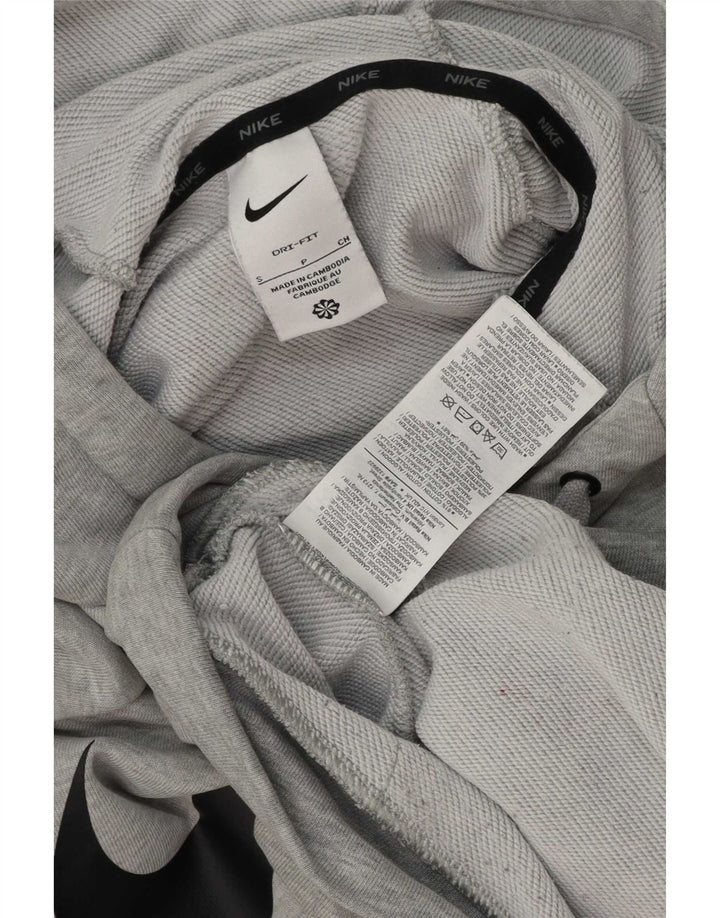 Męski sweter z kapturem Nike z grafiką, mały, szary, z bawełny w cętki