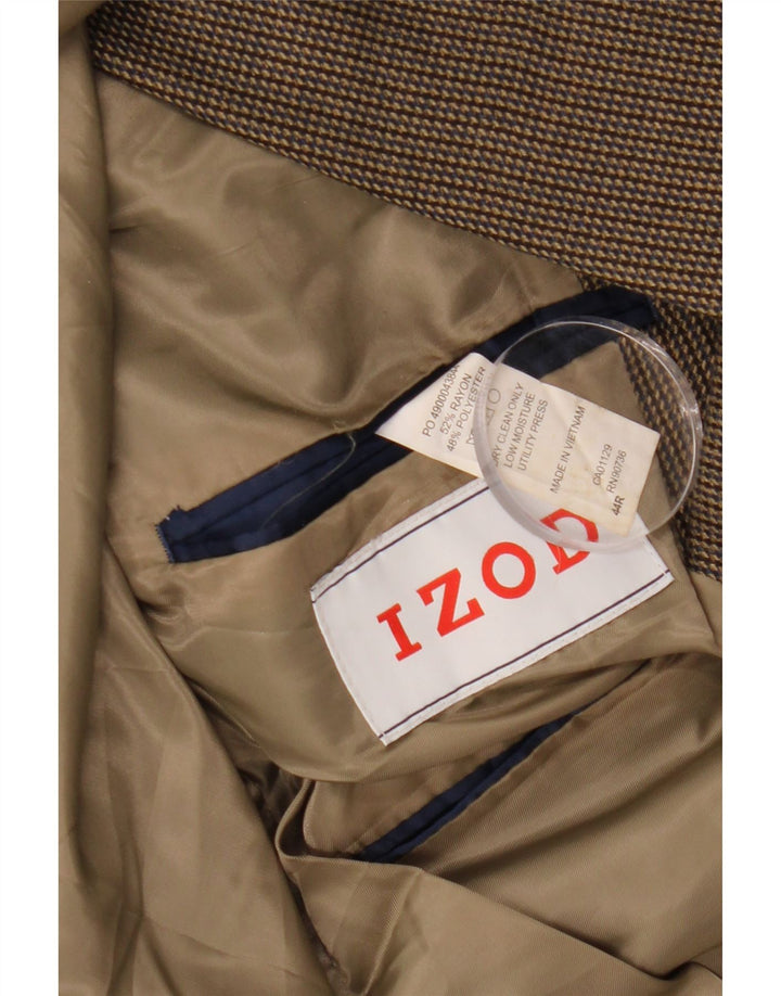 IZOD Męska marynarka zapinana na 2 guziki UK 44 2XL Brązowa wiskoza w prążki