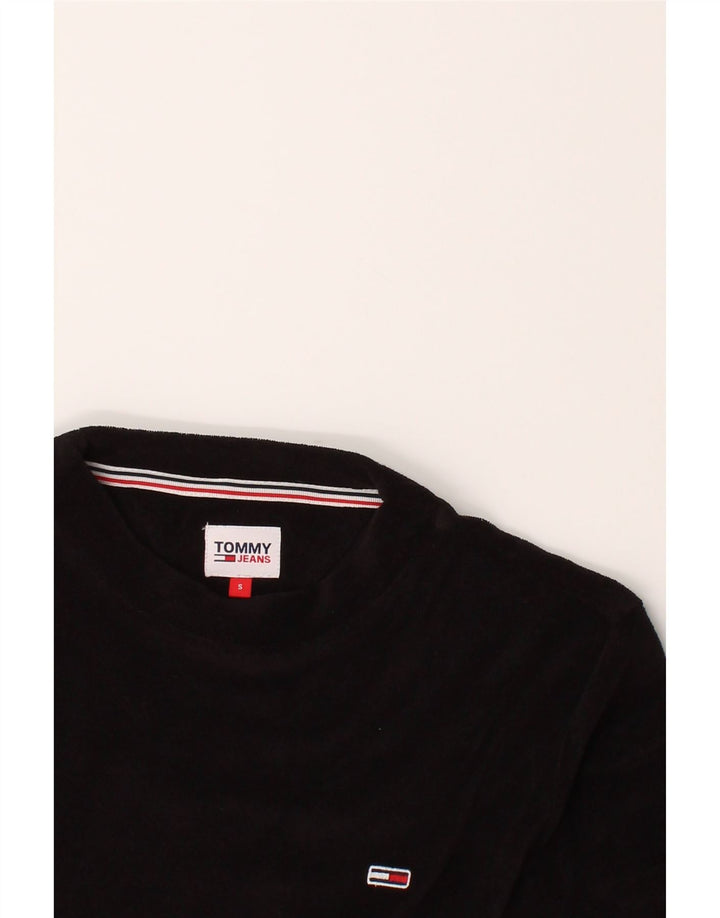 TOMMY HILFIGER Womens Crop Oversized Top Long Sleeve UK 10 Small Black Vintage Tommy Hilfiger and Second-Hand Tommy Hilfiger from Messina Hembry 