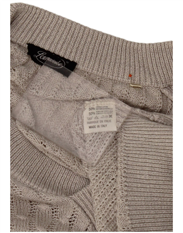 Męski sweter LEONARDO z dekoltem w kształcie litery V, XL, szary, bawełniany
