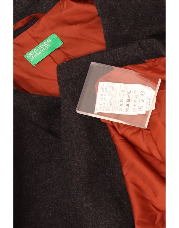 Płaszcz damski Benetton Oversized Pea UK 10 Small, szary, wełniany
