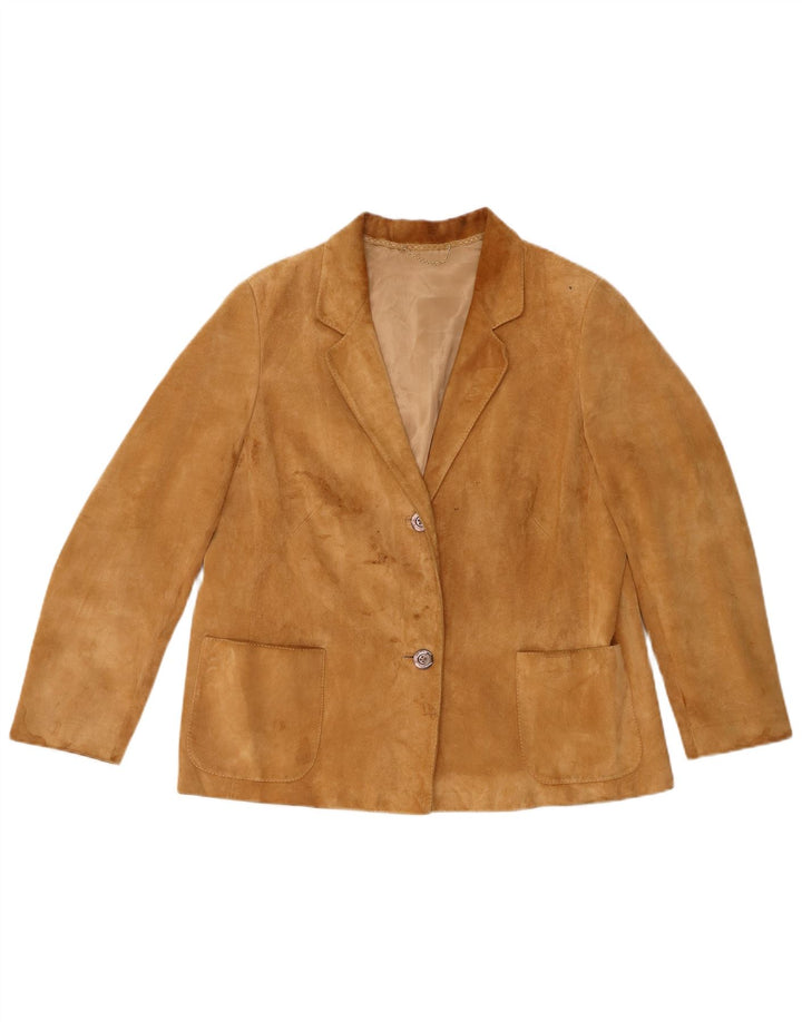 Vintage damska marynarka zapinana na 2 guziki, UK 14, średni brąz