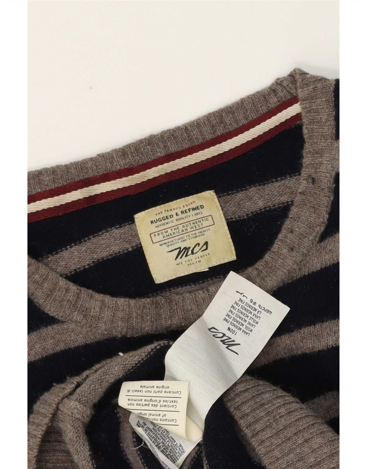 Marlboro Classics Męski sweter z dekoltem w łódkę, w duże granatowe paski