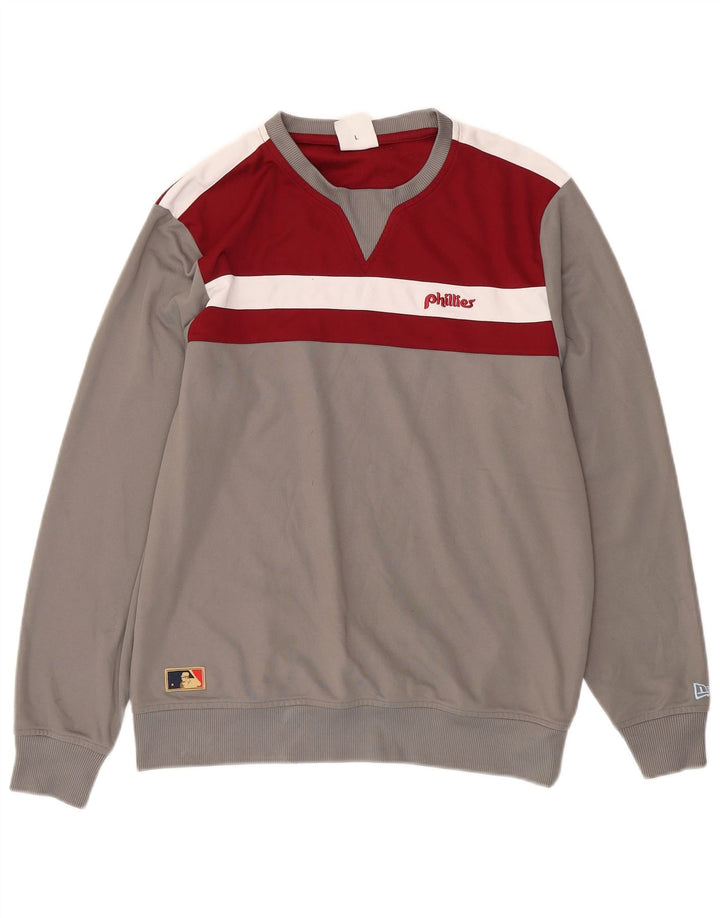 Męski sweter męski NEW ERA Cooperstown, duży, szary, z blokami kolorów
