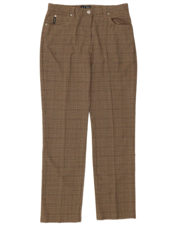 Spodnie damskie Armani Straight Casual W31 L30 Zielony poliester w pepitkę