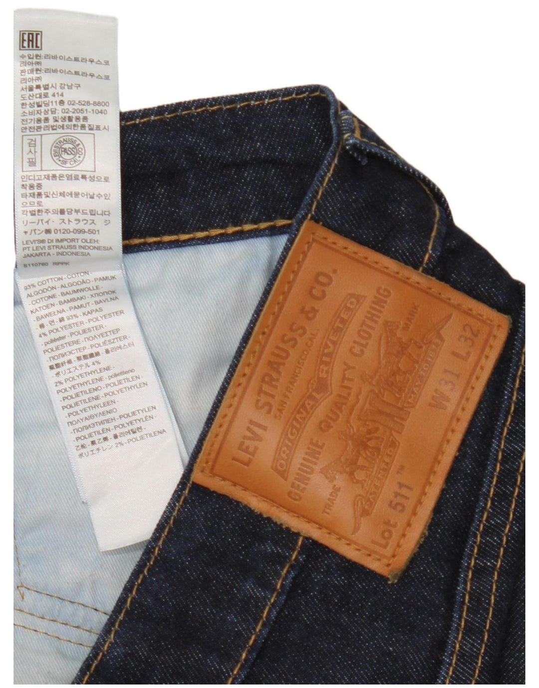Męskie jeansy Levi's 511 Slim W31 L32 Granatowa, bawełniana klasyczna