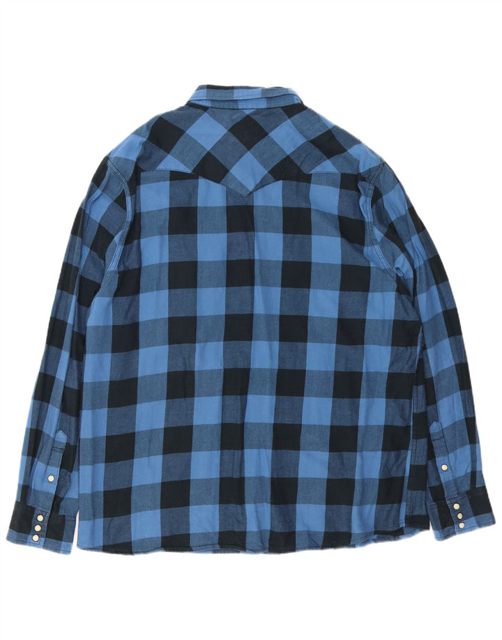 Wrangler Męska koszula flanelowa o regularnym kroju XL, niebieska bawełniana kratka