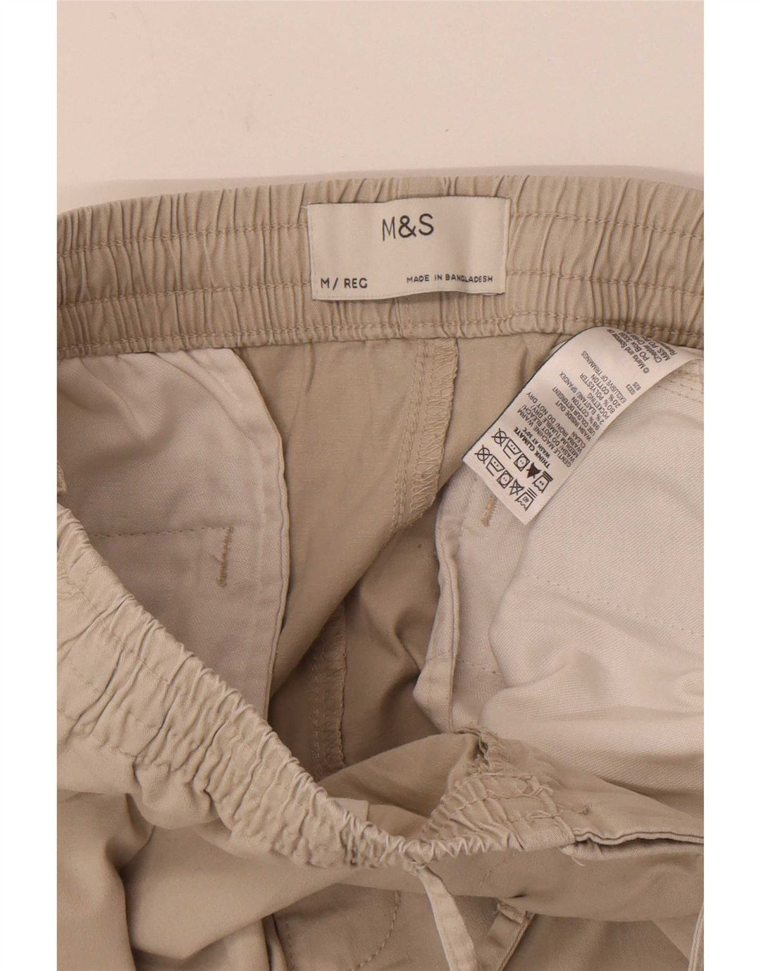 Marks & Spencer Męskie spodnie typu slim chino, średnie W32 L29, beżowa bawełna