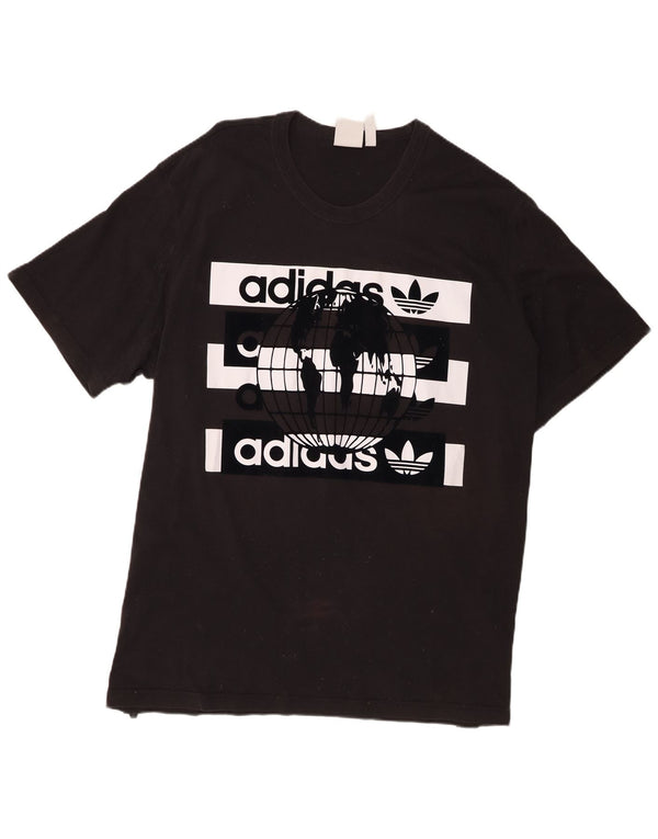 Męska koszulka z grafiką Adidas Top 2XL Czarna bawełna